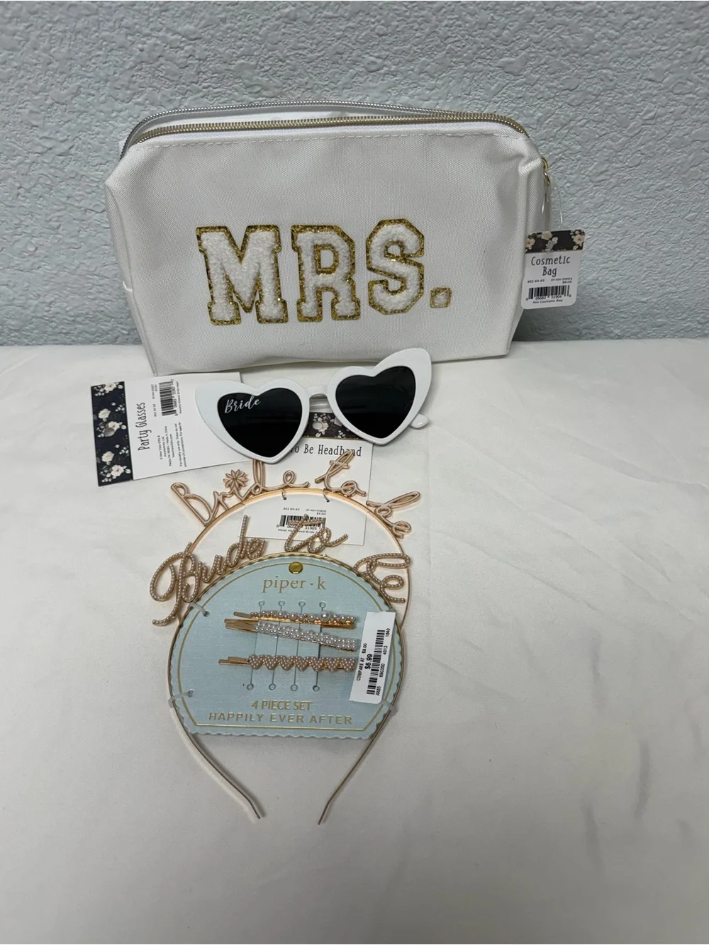 Piper White 'MRS.' Cosmetic Pouch with Gold Lettering